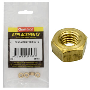 Champion 1/4in UNC Brass Manifold Nut -4pk