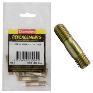 Champion M10 x 41mm x 1.25mm Steel Manifold Stud -8pk