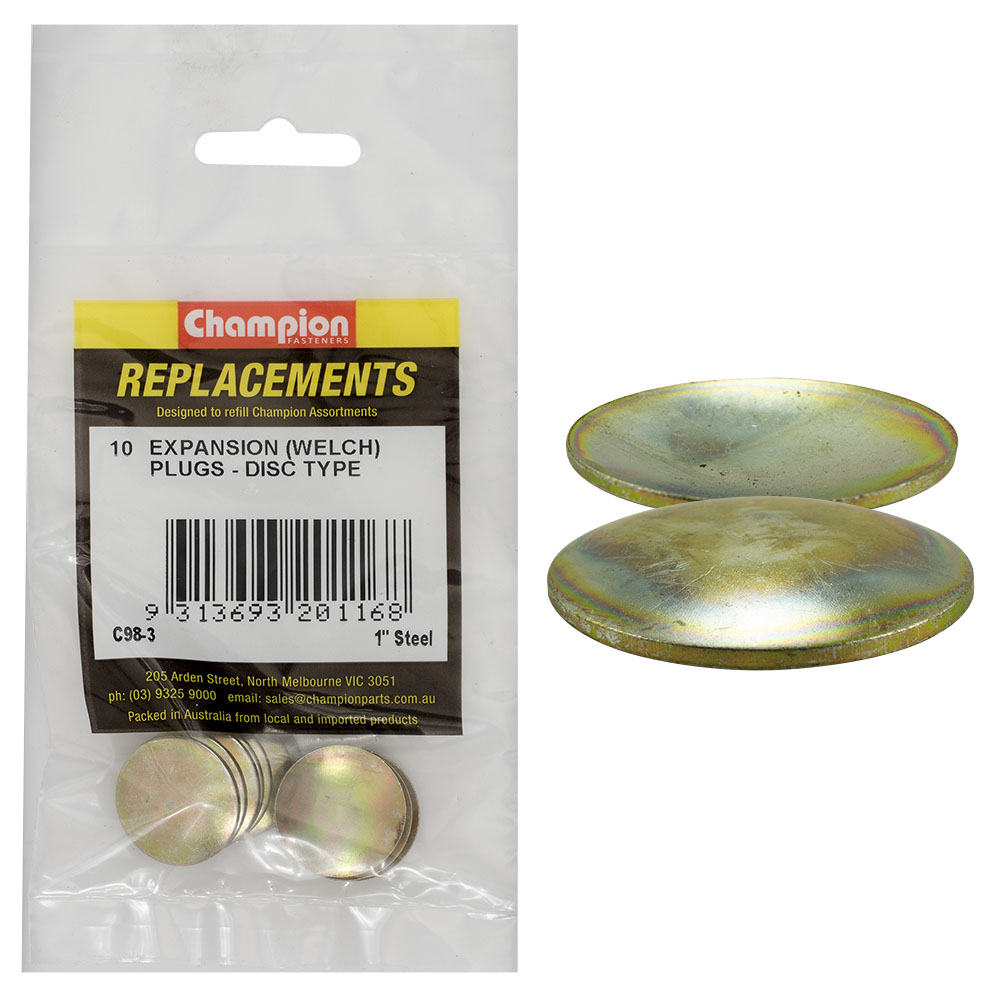 Champion 1in Steel Expansion (Frost) Plug-Lens/Disc Type-10p