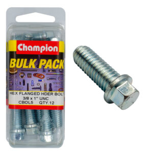 Champion Hex Flanged Header Bolt UNC 3/8 x 1in - 12pk