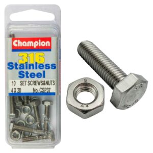 Champion 316/A4 Set Screw & Nut M4 x 20 (B)