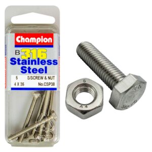 Champion 316/A4 Set Screw & Nut M4 x 35 (B)