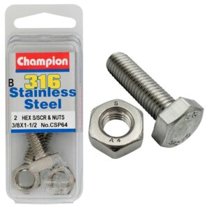 Champion 3/8in x 1-1/2in UNC Hex Set Screw 316/A4 (C)