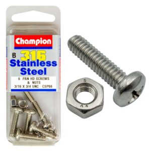 Champion 3/16in x 3/4in UNC Pan HD Set Screw 316/A4 (C)