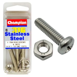 Champion 1/4in x 1-1/2in UNC Pan HD Set Screw 316/A4 (C)
