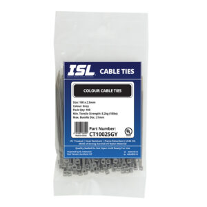 ISL 100 x 2.5mm Nylon Cable Tie - Grey - 100pk