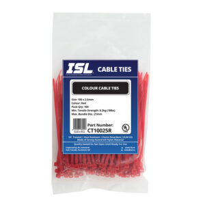 ISL 100 x 2.5mm Nylon Cable Tie - Red - 100pk