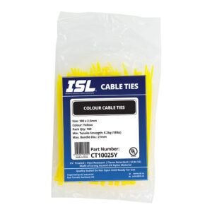 ISL 100 x 2.5mm Nylon Cable Tie - Yellow - 100pk