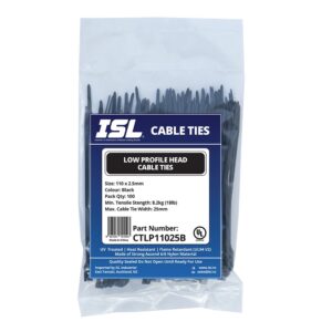 ISL 110x2.5mm Low Profile Cable Tie - UV Blk - 100pk