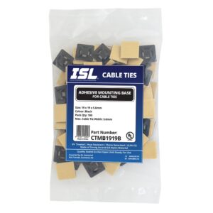 ISL 19x19mm Cable Tie mounting Base - Black - 100pk