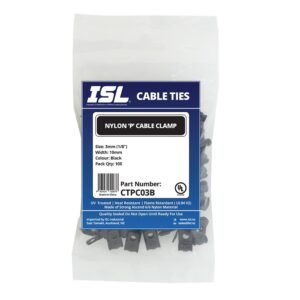 ISL Nylon 'P' Cable Clamp 3mm - Black - 100pk