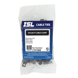 ISL Nylon 'P' Cable Clamp 6mm - Black - 100pk