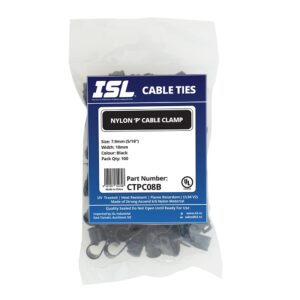 ISL Nylon 'P' Cable Clamp 8mm - Black - 100pk