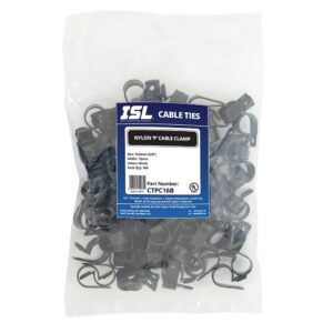 ISL Nylon 'P' Cable Clamp 16mm - Black - 100pk