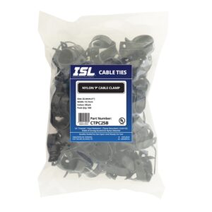ISL Nylon 'P' Cable Clamp 25mm - Black - 100pk