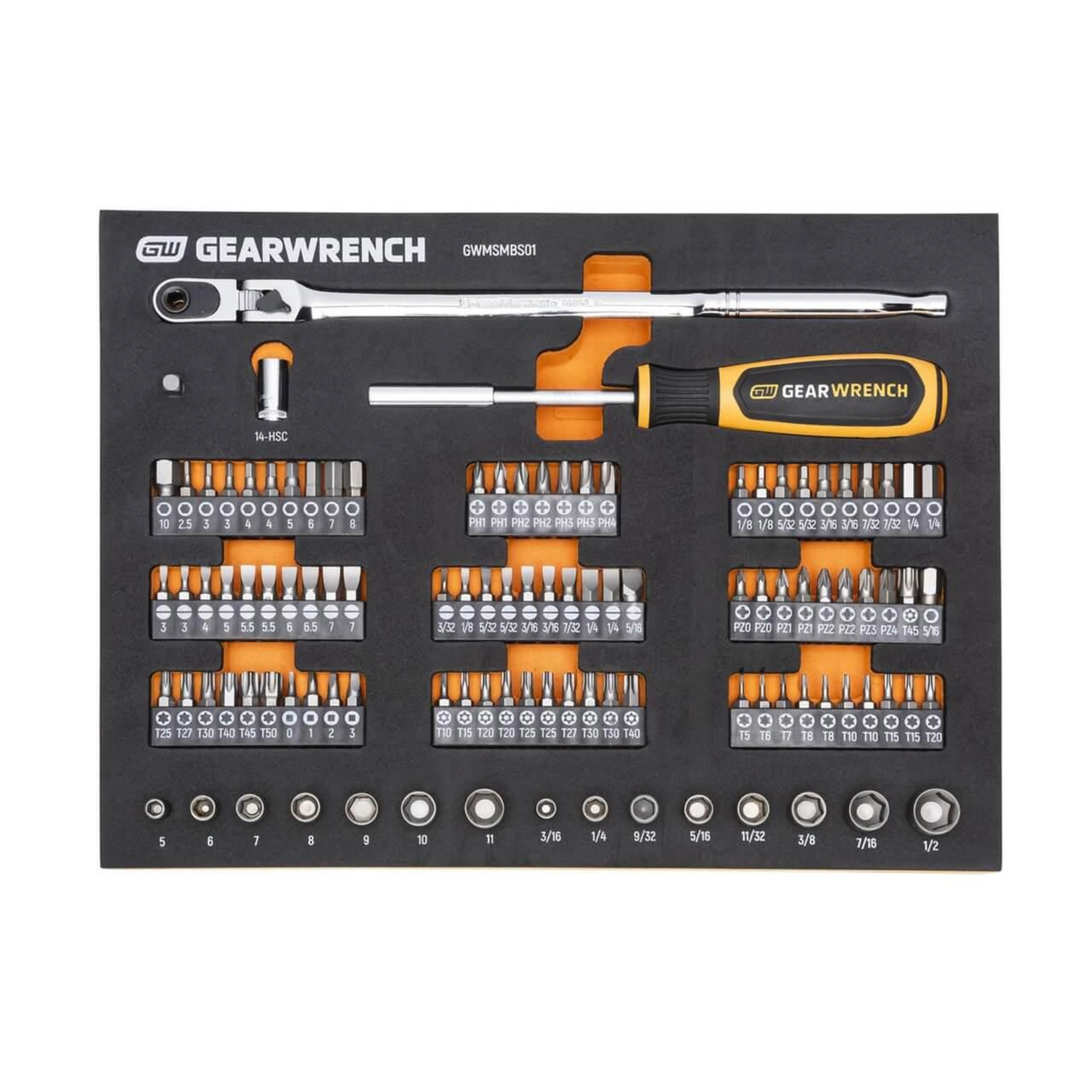GEARWRENCH 105Pc 1/4in. Drive Slim Head Mechanics Tool Set in EVA Tray