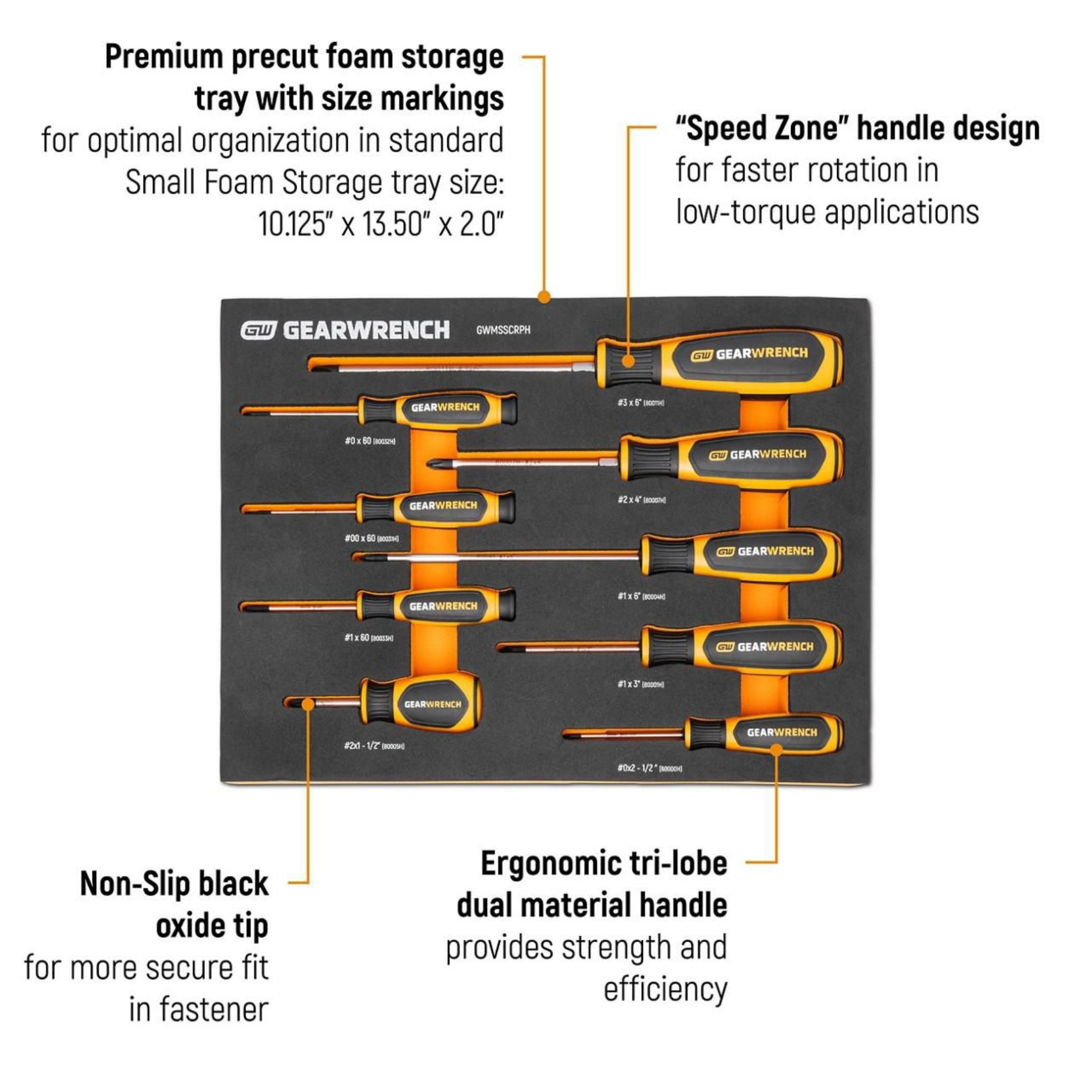 GEARWRENCH 9Pc Phillips Dual Material Screwdriver Set in EVA Tray - Image 5