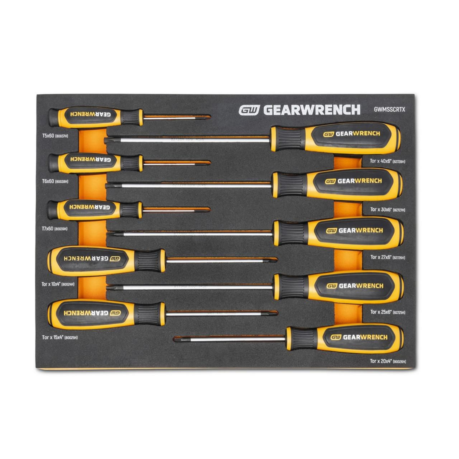 GEARWRENCH 10Pc Torx Dual Material Screwdriver Set in EVA Tray