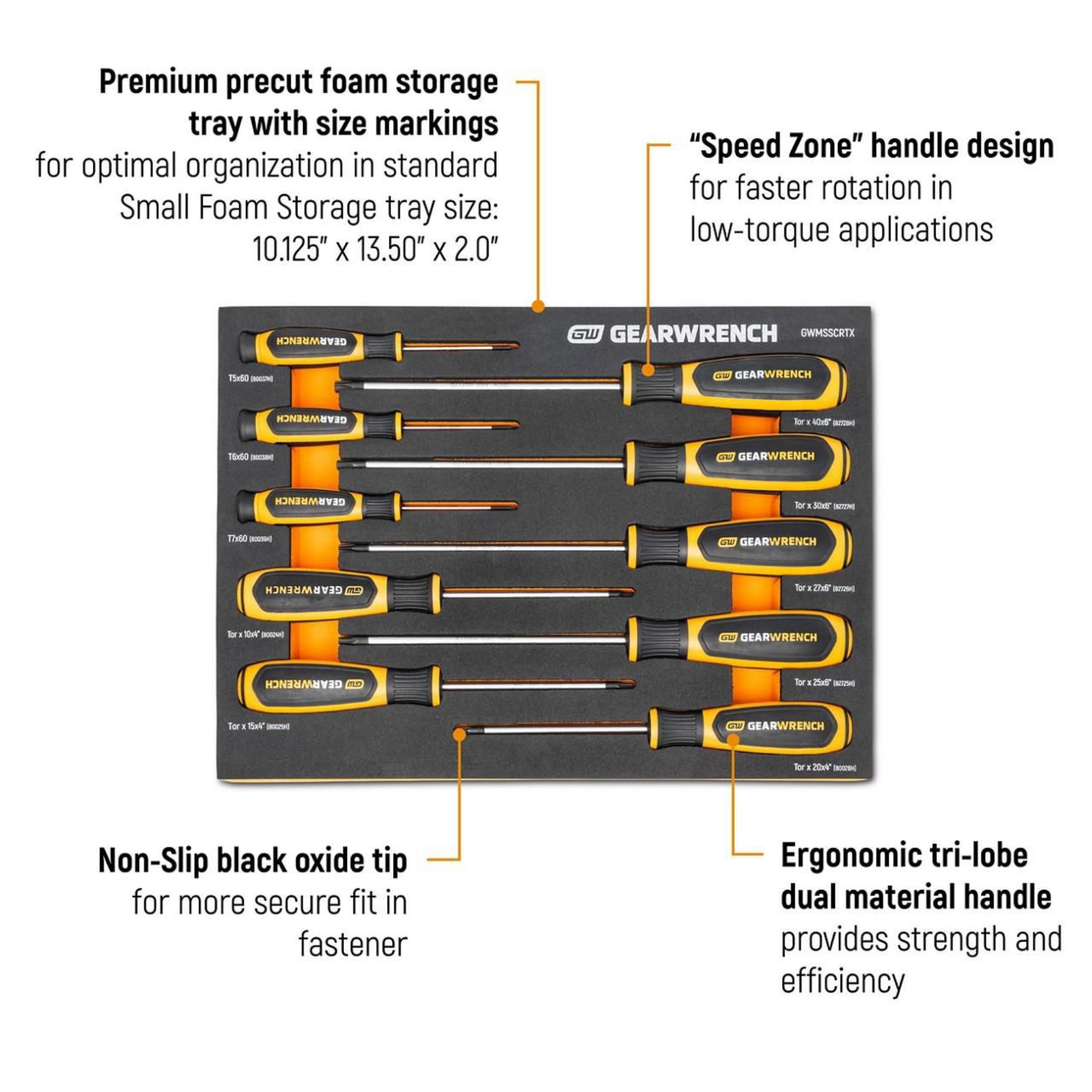 GEARWRENCH 10Pc Torx Dual Material Screwdriver Set in EVA Tray - Image 5