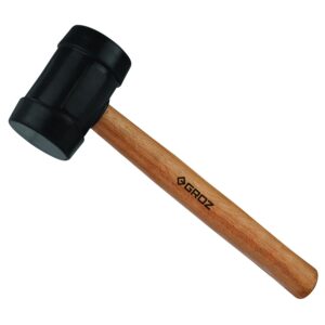 Groz Rubber Mallet 16oz-Black Head- Hickory Wood Handle 14in