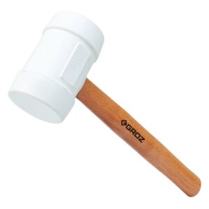 Groz Rubber Mallet 20oz-White Head- Hickory Wood Handle 14in