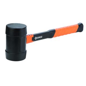 Groz Rubber Mallet 20oz- Black Head- Fibreglass Handle 14in