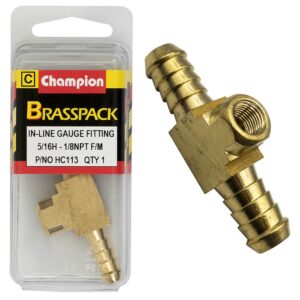 Champion Brass In-Line Gauge Fittings-5/16H-1/8in NPT-Female
