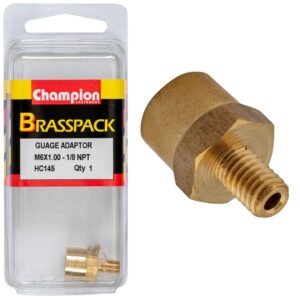 Champion Gauge Adaptor Brass M6x1 Male-1/8 NPT Female -1pk