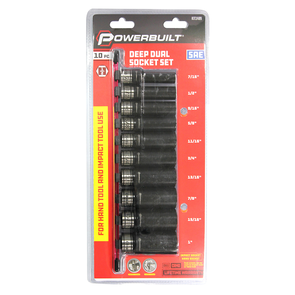 1/2” Dr 10pc Imperial Deep Dual Impact Socket Set