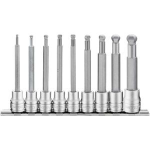 Teng 9pc 3/8in Long Hex Bit Socket Ball Point Clip Rail Set