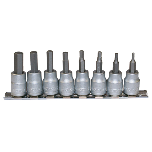 Teng 8pc 3/8in Dr. AF Hex Bit Skt Set 3/32-3/8in