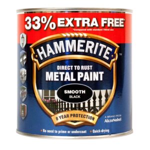 Hammerite Smooth 750ml Black (33% Extra Free)