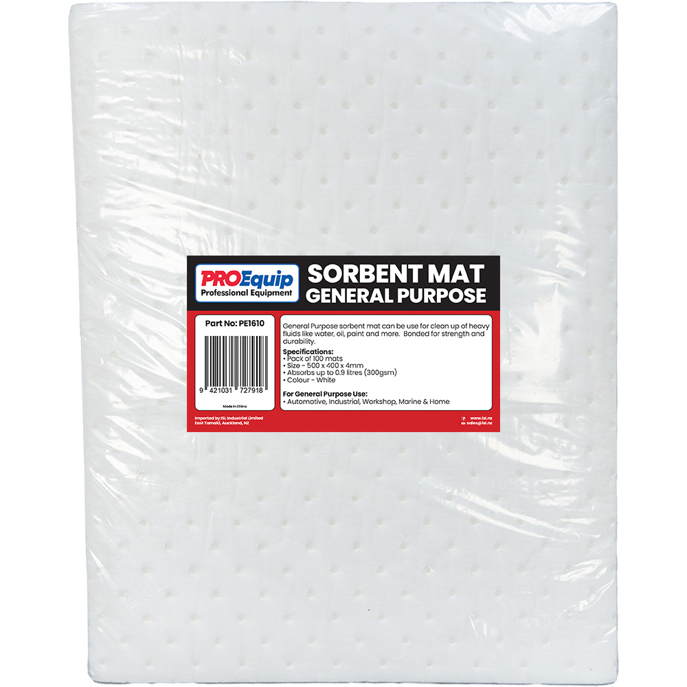 ProEquip Absorbent Mat - 500x400x4mm - Oil (White) - 100pk