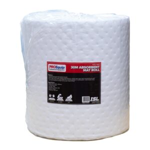 ProEquip Absorbent Mat Roll 30M - 400x250x4mm - Oil (White)