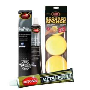 Autosol Metal Polish 75mls + Autosol Aluminium Polish 75mls + Polishing Sponge