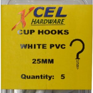 Prepax Cup Hook Round - White PVC Coated 5-pce 25mm
