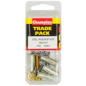 Champion Steel Cross Rivet Nuts - M5 x 0.8mm - Kit - 4pk