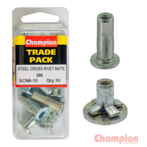 Champion Steel Cross Rivet Nuts - M6