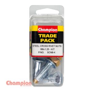 Champion Steel Cross Rivet Nuts - M8x1.25 - Kit - 4pk