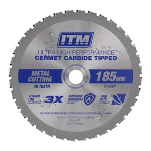 ITM 185mm Metal Cutting Blade Cermet Carbide Tipped 36T