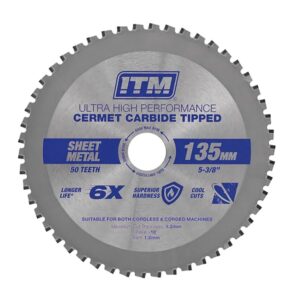 ITM 135mm Sheet Metal Cutting Blade Cermet CarbideTipped 50T