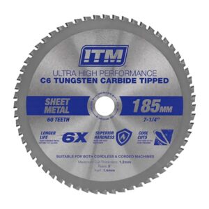 ITM 185mm Sheet Metal Cutting Blade Cermet CarbideTipped 60T