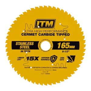 ITM 165mm SS Metal Cutting Blade Cermet Carbide Tipped 56T
