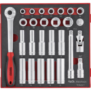 Teng 27pc 1/2in Dr. Skt & Acc Set 10-24mm - TED-Tray