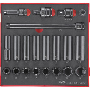 Teng 21pc 1/2in Dr. Metric Imp. Skt & Acc. Set - TED-Tray