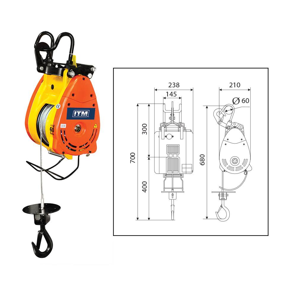 ITM Electric Wire Hoist 360kg 60M Lift