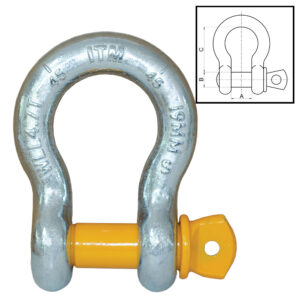 ITM Bow Shackle-Yellow Pin GS Screw Pin-25 Ton-44mm Body