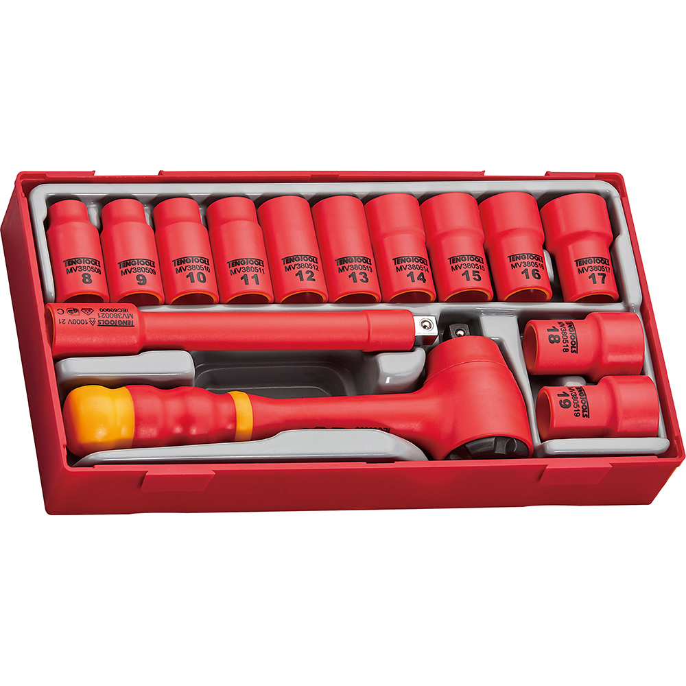 Teng 14pc Insulated 3/8in Dr. Socket Set - TC-Tray