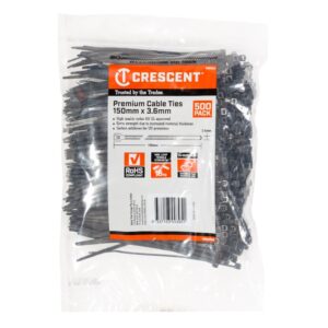 Crescent 500Pc 150x3.6mm Black Cable Ties