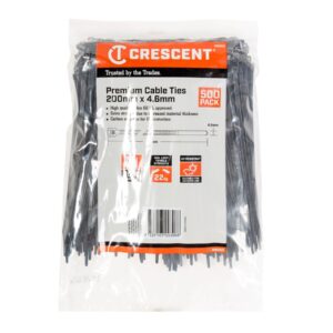 Crescent 500Pc 200x4.6mm Black Cable Ties